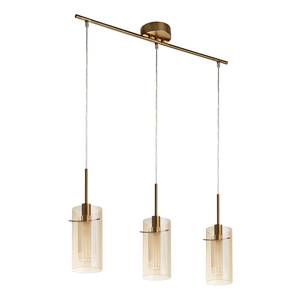 Suspension Duo 3 ampoules Acier / Verre coloré - Bronze