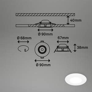 LED-inbouwlamp Bicuela set van 3 polypropyleen - Wit