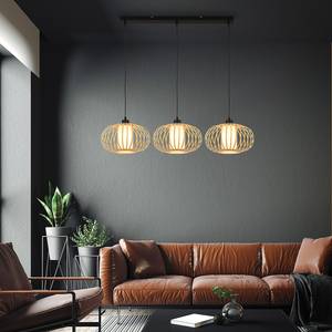 Hanglamp Agueiro aluminium/bamboe - zwart - Aantal lichtbronnen: 3