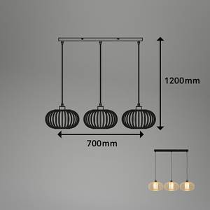 Plafonnier Agueiro Aluminium / Bambou - Noir - Nb d'ampoules : 3