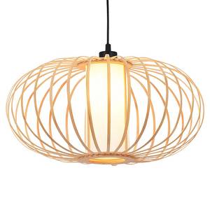 Hanglamp Agueiro aluminium/bamboe - zwart - Aantal lichtbronnen: 1