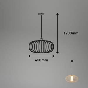 Hanglamp Agueiro aluminium/bamboe - zwart - Aantal lichtbronnen: 1