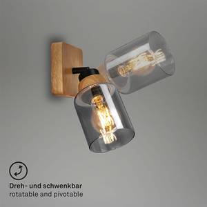 Wandleuchte Meidelo Aluminium / Rauchglas - Schwarz / Eiche - Flammenanzahl: 1