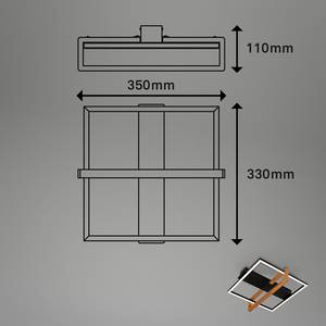 LED-Deckenleuchte Seramena Aluminium / Eiche Massiv - Schwarz - 33 x 35 cm - Flammenanzahl: 1