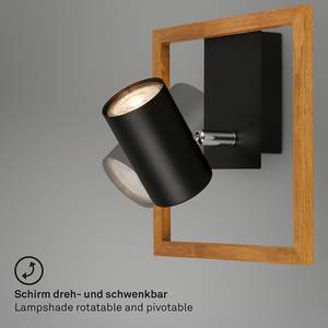 Wandleuchte Passaria Aluminium / Eiche Massiv - Schwarz