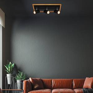 Lampada da soffitto Passaria Alluminio / Massello di quercia - Nero - Numero di lampadine necessarie: 3