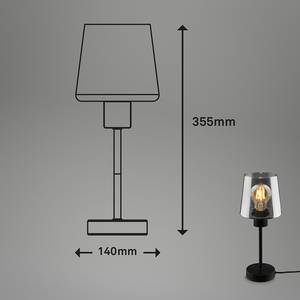 Tafellamp Passaria type B aluminium/rookglas - zwart - 1 lichtbron