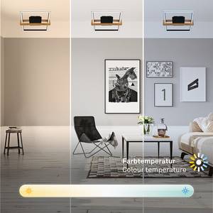 Lampada da soffitto a LED Falca Alluminio / Massello di quercia - Nero - 45 x 49 cm