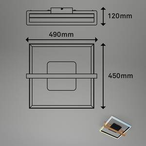 LED-plafondlamp Falca aluminium/massief eikenhout - zwart - 45 x 49 cm