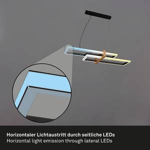 Hanglamp Bispo 2 lichtbronnen aluminium/massief eikenhout - zwart