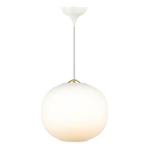 Lampada a sospensione Navone Ottone / Vetro opale - Bianco - 1 punto luce - Diametro: 20 cm