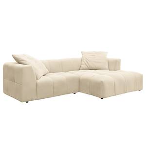 Ecksofa ROOYA Cordstoff Snor: Beige - Longchair davorstehend rechts