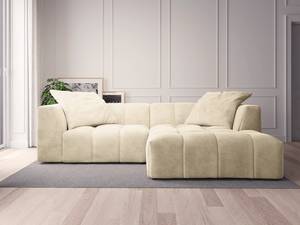 Ecksofa ROOYA Cordstoff Snor: Beige - Longchair davorstehend rechts