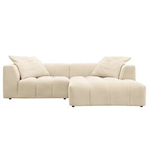 Ecksofa ROOYA Cordstoff Snor: Beige - Longchair davorstehend rechts