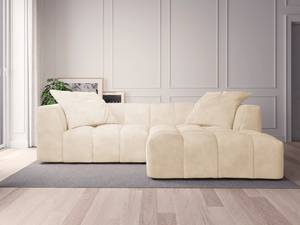 Ecksofa ROOYA Bouclé Stoff Bony: Beige - Longchair davorstehend rechts