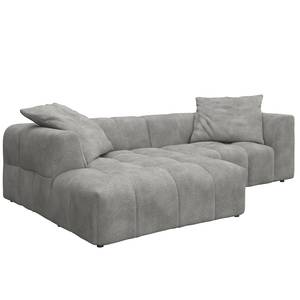 Ecksofa ROOYA Bouclé Stoff Bony: Grau - Longchair davorstehend links