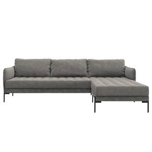 Ecksofa VILLARDS Microfaser Teda: Grau - Longchair davorstehend rechts