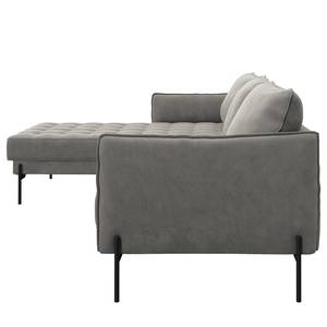 Ecksofa VILLARDS Microfaser Teda: Grau - Longchair davorstehend links