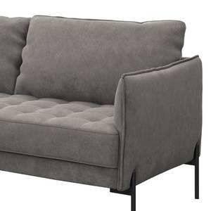 Ecksofa VILLARDS Microfaser Teda: Grau - Longchair davorstehend links