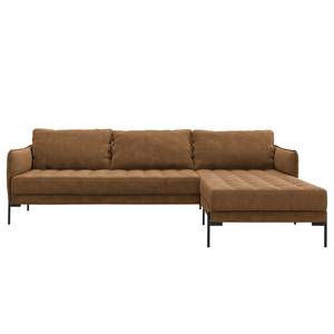 Ecksofa VILLARDS Microfaser Teda: Braun - Longchair davorstehend rechts