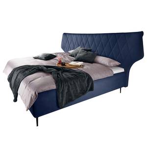 Gestoffeerd bed Valesk Donkerblauw - 160 x 200cm - Platweefsel