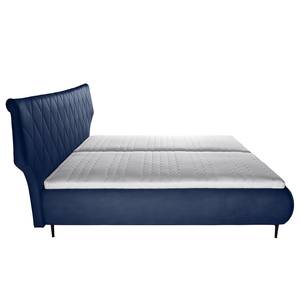 Letto imbottito Valesk Blu scuro - 160 x 200cm - Tessuto piatto