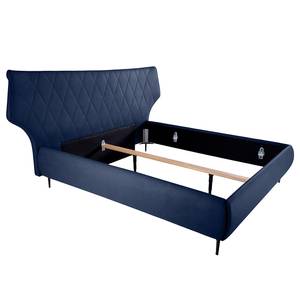 Letto imbottito Valesk Blu scuro - 160 x 200cm - Tessuto piatto