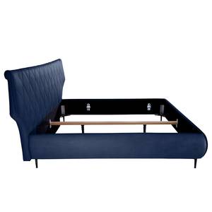 Letto imbottito Valesk Blu scuro - 160 x 200cm - Tessuto piatto