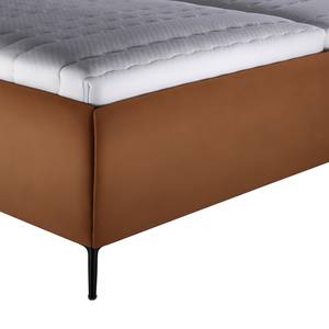 Lit capitonné Valesk Cognac - 200 x 200cm - Microfibre