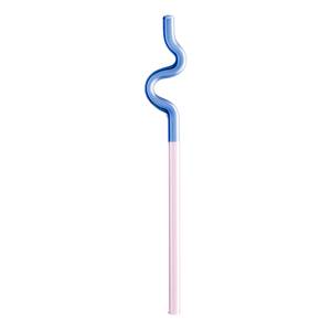 Trinkhalm-Set WAVE 4er-Set Borosilikatglas - Blau / Pink