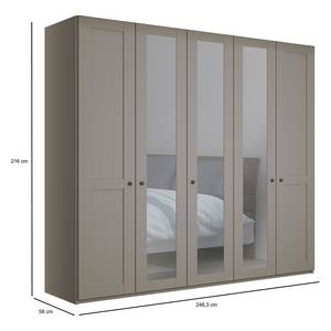 Drehtürenschrank Marlow Taupe - Breite: 250 cm - 3 Spiegeltüren