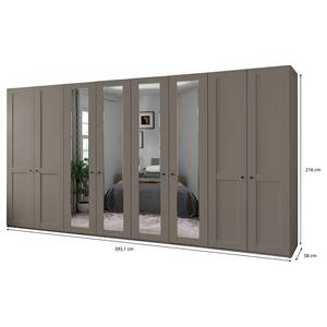 Armoire à portes battantes Marlow Taupe - Largeur : 400 cm - 4 miroir