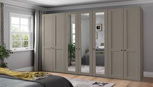 Draaideurkast Marlow Taupe - Breedte: 350 cm - 3 spiegeldeuren