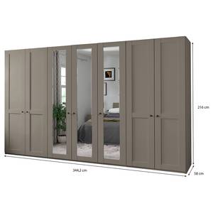 Draaideurkast Marlow Taupe - Breedte: 350 cm - 3 spiegeldeuren