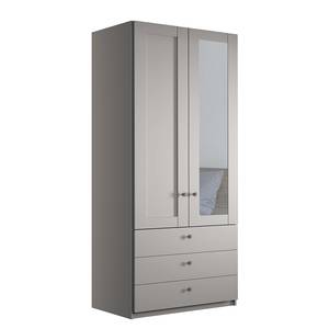 Armoire Marlow avec tiroirs Taupe - Largeur : 100 cm - Porte avec miroir sur la droite - 1 miroir