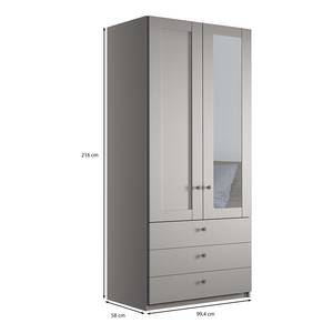 Armoire Marlow avec tiroirs Taupe - Largeur : 100 cm - Porte avec miroir sur la droite - 1 miroir