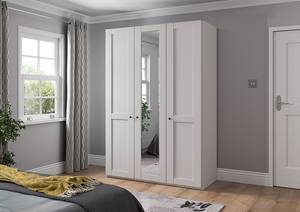 Armoire à portes battantes Marlow Blanc - Largeur : 150 cm - 1 miroir