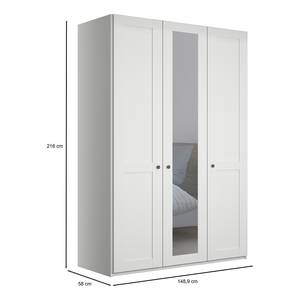 Armoire à portes battantes Marlow Blanc - Largeur : 150 cm - 1 miroir