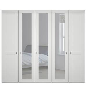 Armoire à portes battantes Marlow Blanc - Largeur : 250 cm - 3 miroir