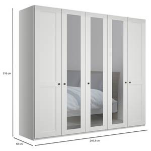 Draaideurkast Marlow Wit - Breedte: 250 cm - 3 spiegeldeuren