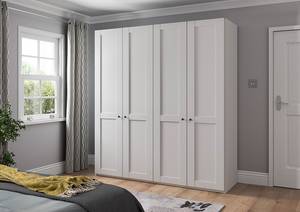 Armoire à portes battantes Marlow Blanc - Largeur : 200 cm - Sans portes miroir