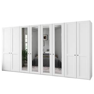 Armoire à portes battantes Marlow Blanc - Largeur : 400 cm - 4 miroir