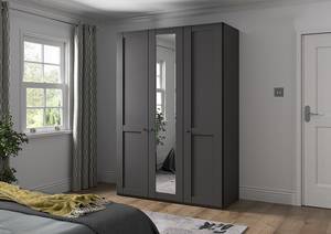 Armoire à portes battantes Marlow Graphite - Largeur : 150 cm - 1 miroir