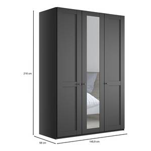 Armoire à portes battantes Marlow Graphite - Largeur : 150 cm - 1 miroir