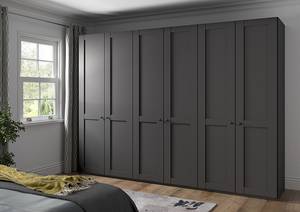 Armoire à portes battantes Marlow Graphite - Largeur : 300 cm - Sans portes miroir