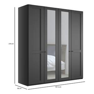 Drehtürenschrank Marlow Graphit - Breite: 200 cm - 2 Spiegeltüren