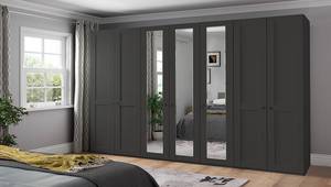 Drehtürenschrank Marlow Graphit - Breite: 350 cm - 3 Spiegeltüren