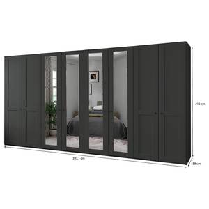 Armoire à portes battantes Marlow Graphite - Largeur : 400 cm - 4 miroir