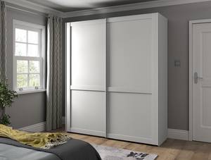 Armoire à portes coulissantes Marlow Blanc - Largeur : 150 cm - Sans portes miroir