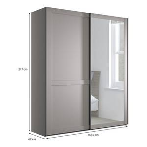 Zweefdeurkast Marlow Taupe - Breedte: 150 cm - 1 spiegeldeur